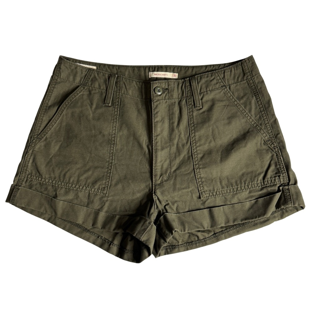 Levis‎ Ribcage Utility Shorts Womens Size 32 Olive Green High Rise Cotton